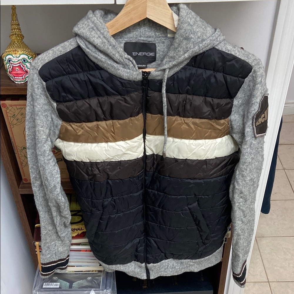 Vintage Energie Grey Quilted Hoodie Jacket